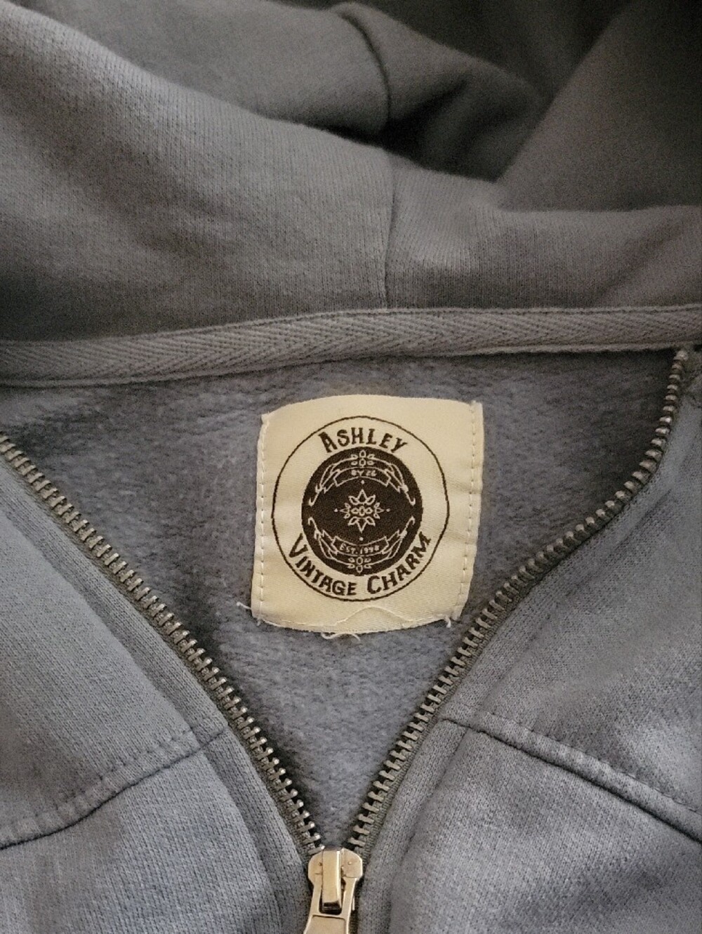 Ashley By 26 International Cropped Zip Hoodie in Dusty Blue - Picture 3 of 3